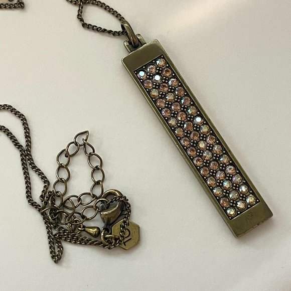 Touchstone Crystal Swarovski Rectangle Extra Long Chain Necklace - Picture 3 of 6